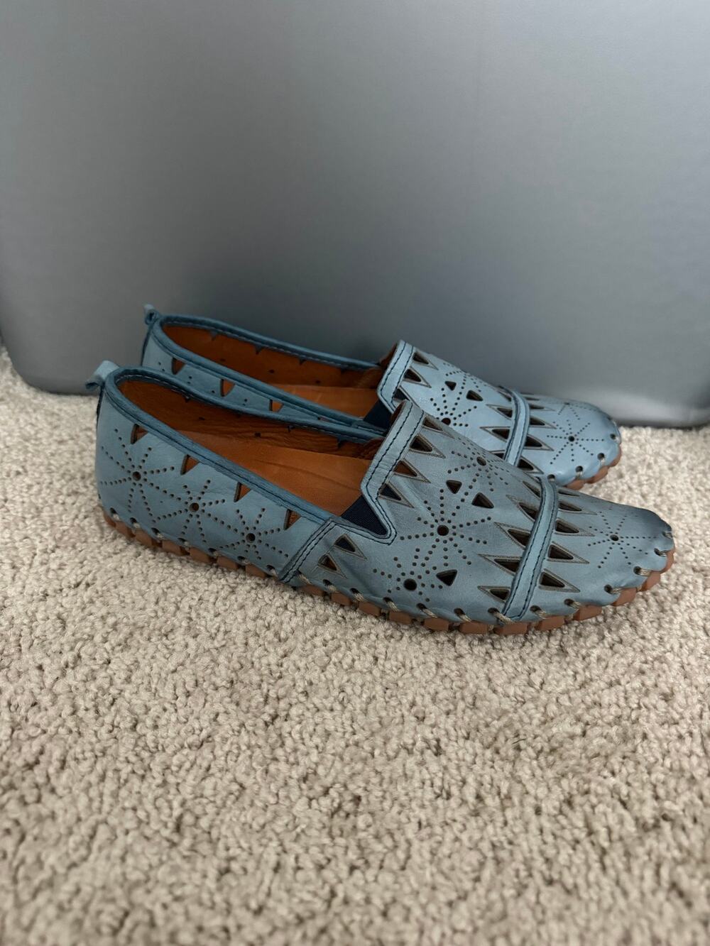 Spring Step Women’s Fusaro Leather Slip‑On Loafers Blue Size 38 (EU) 7-7.5 (US)